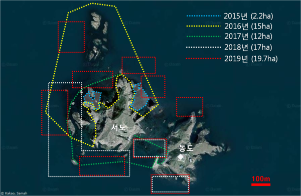 전년도 제거작업 및 모니터링 결과를 반영하여 차년도 구역선정