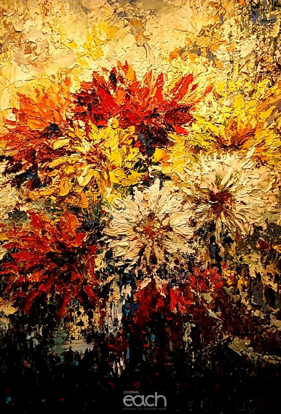 꽃들의 향연1 Oil on Canvas of Knife 145x112cm 2018