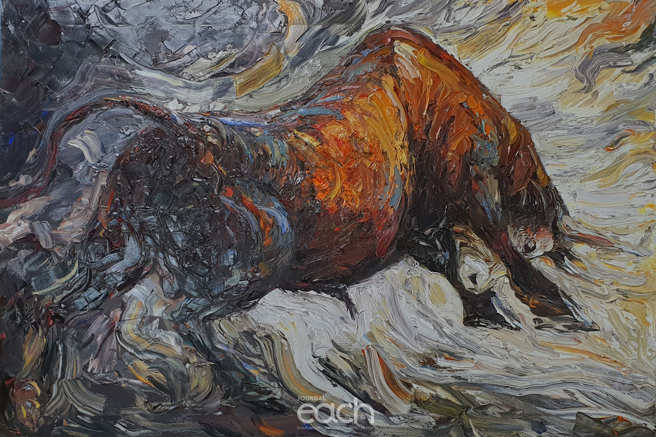 황소의 투혼 Oil on canvas of Knife 162x130.3cm 2019