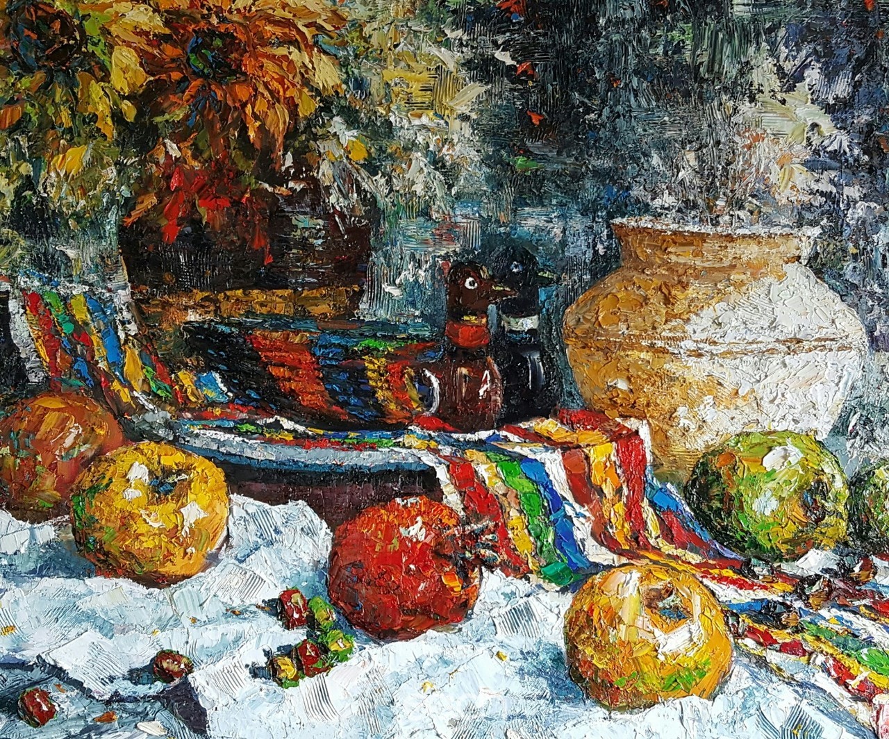 주단이 있는 정물 Oil on Canvas of Knife 116x80.3cm 2017