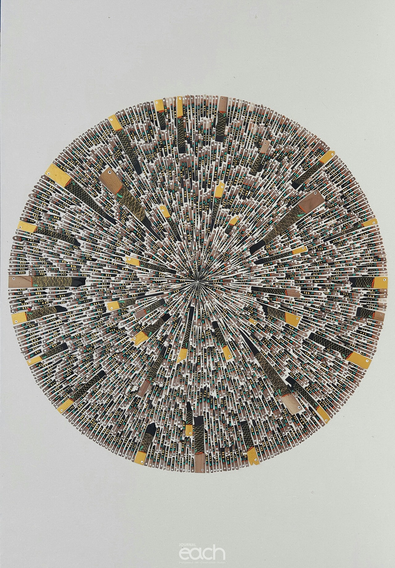 GOLD FISH-가로122~세로163cm-장지에 호두나무 조각,아크릴릭-2018