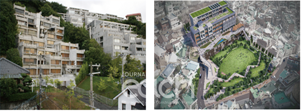 (좌)순환형 임대주택 예시, (우) 폐교부지 활용 복합문화복지센터(이미지 제공 : 국토교통부)