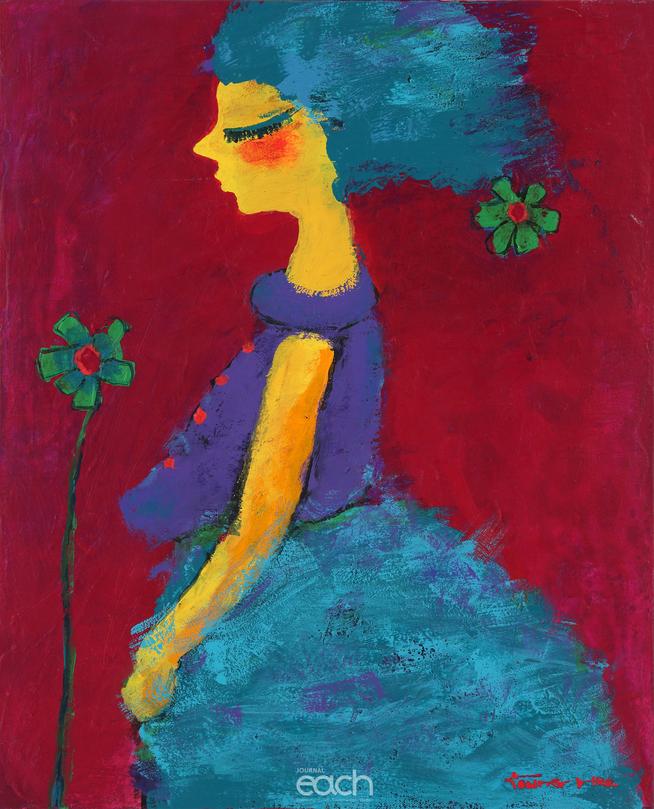 6.그녀- 꽃나드리 65.2+53.0cm  mixed media  2019