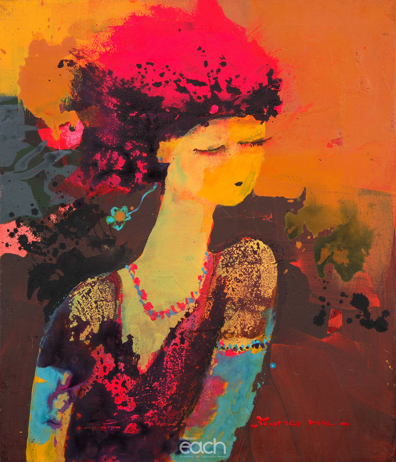 17.핑크머리여인  53.0+45.5 mixedmedia. .2012