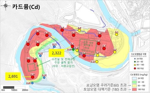 토양 카드뮴 오염현황(자료제공 : 환경부)