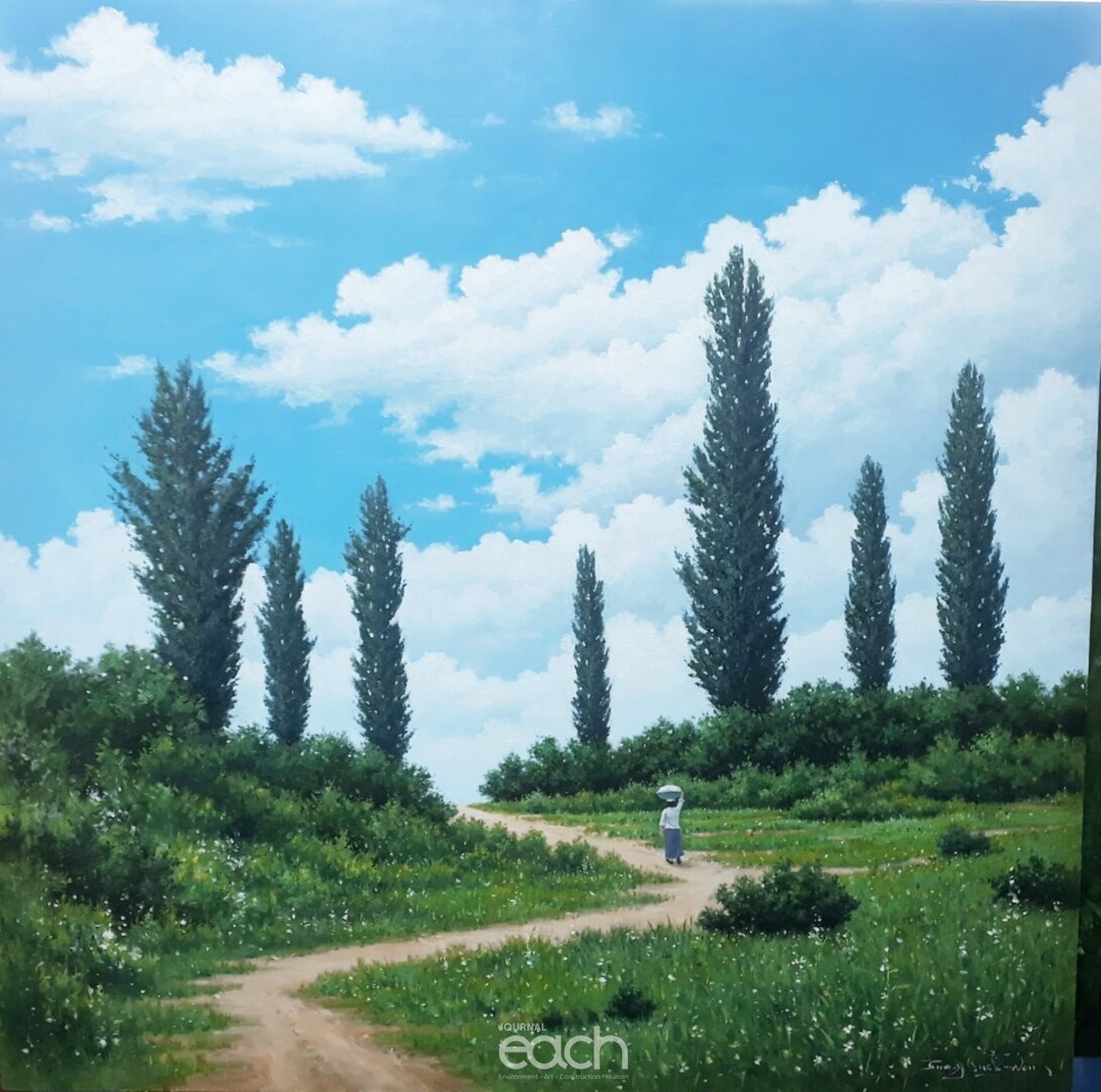 시선이 머무는 곳에 140×140 oil on panel