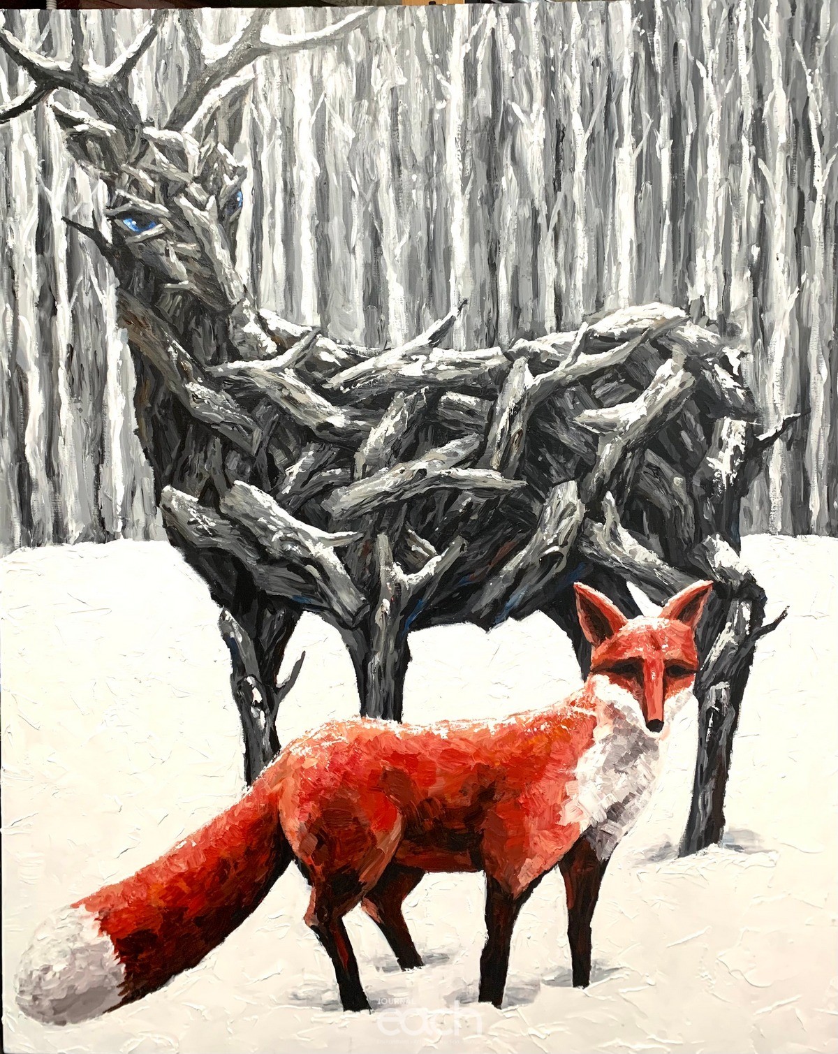 겨울의 정령과 여우-100호F(162x130cm)2020