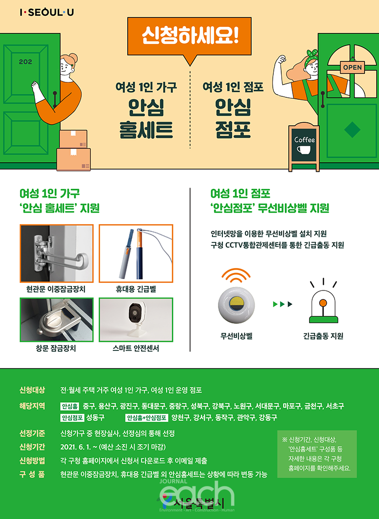 여성 1인가구용 안심홈세트 인포그래피 (자료제공 : 서울특별시)