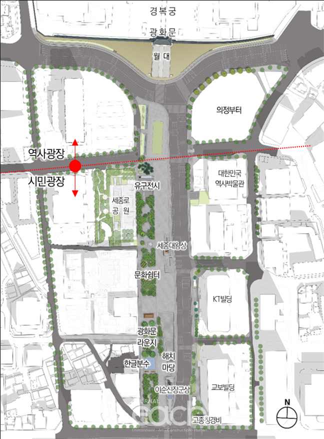 광화문광장 배치도 (자료제공 : 서울특별시)