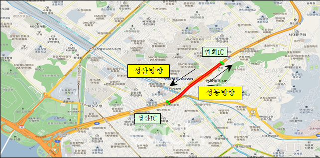 위치도 - 내부순환로 성산IC ~ 연희IC (자료제공 : 서울특별시)