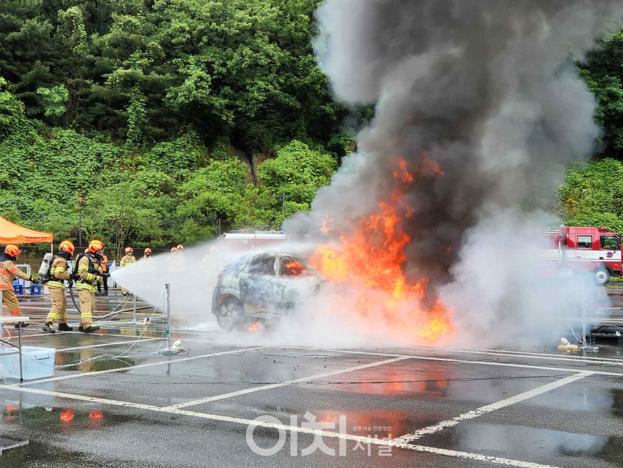전기차 화재 재연실험 (자료제공 : 서울시 소방재난본부)