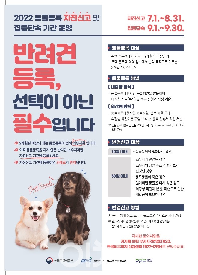 동물등록 자진신고 포스터 (자료제공 : 경기도)