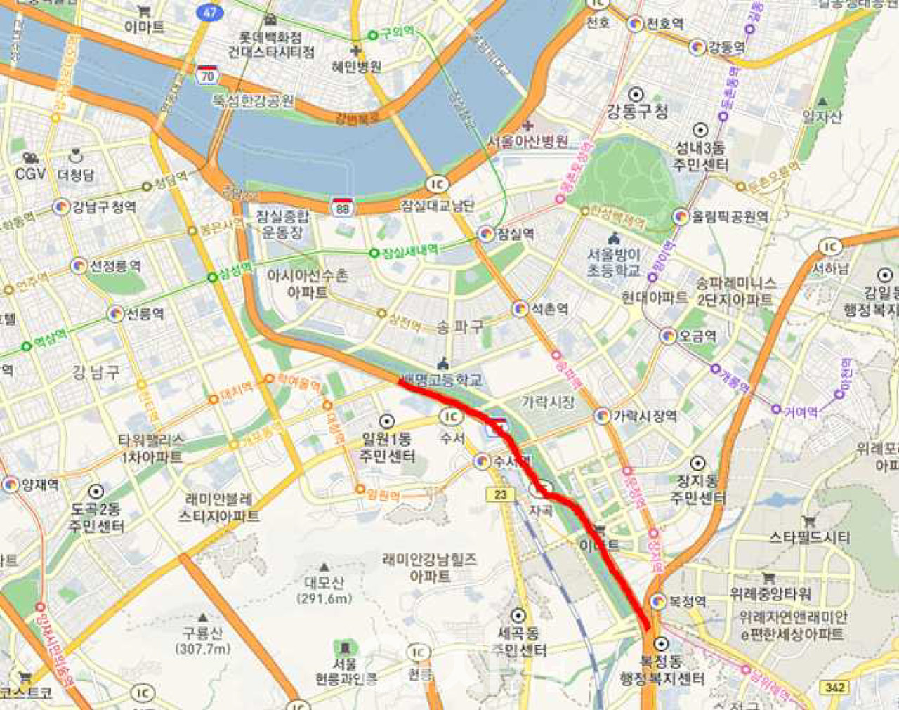 동부간선도로(수서지하차도 ~ 장지IC) (자료제공 : 서울시)