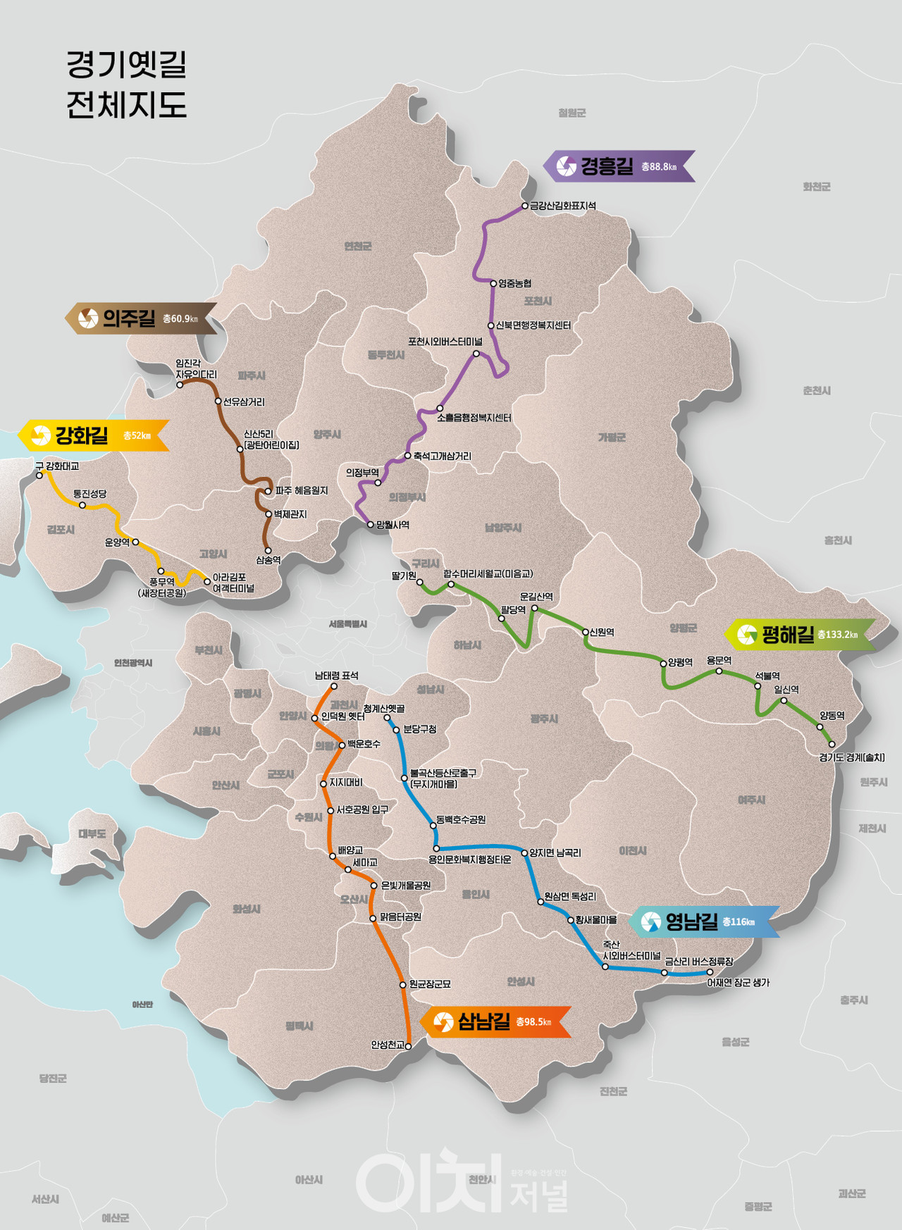 경기옛길전도 (자료제공 : 경기도)