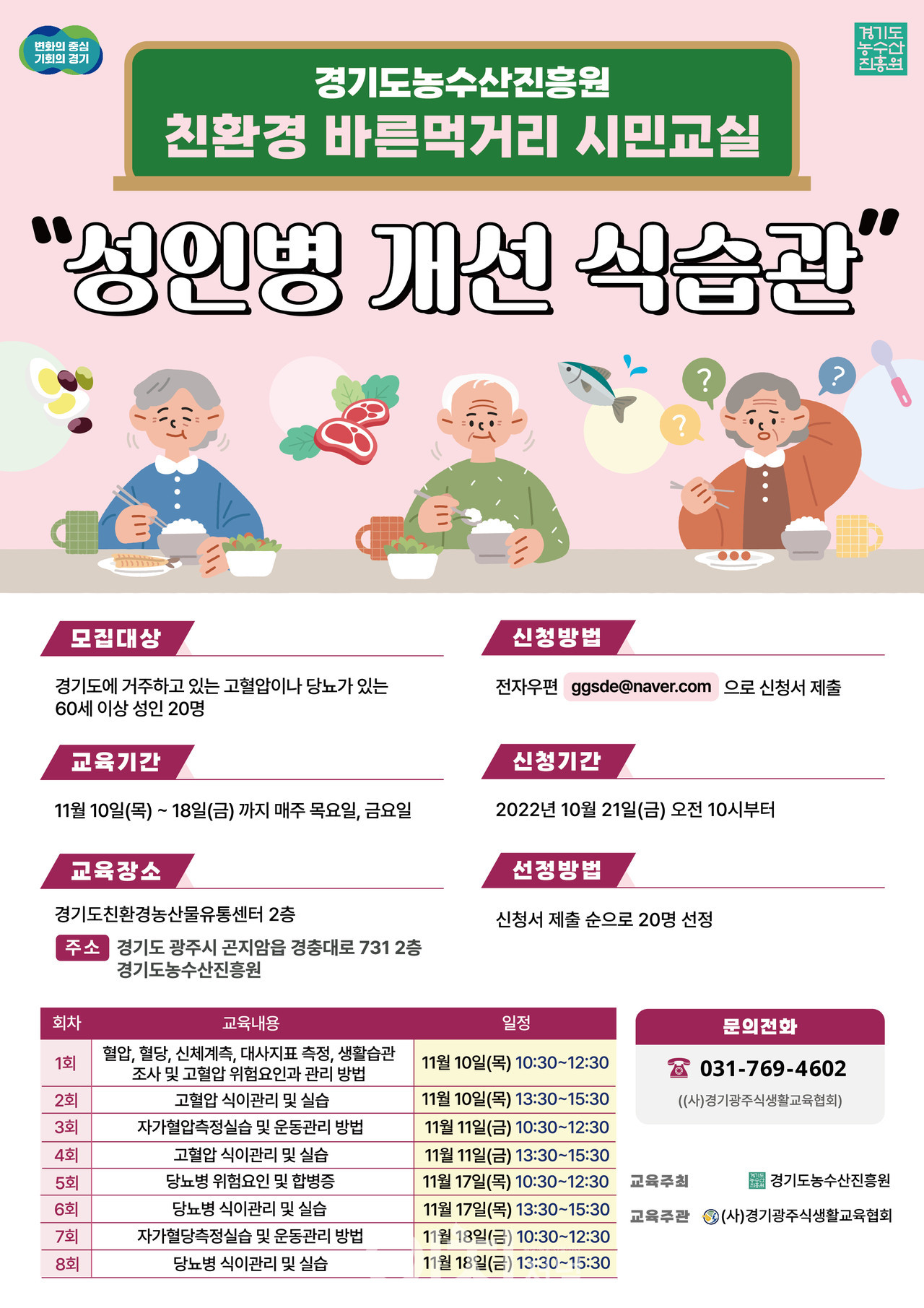 바른먹거리 시민교실 '성인병 개선 식습관' (자료제공 : 경기도농수산진흥원)