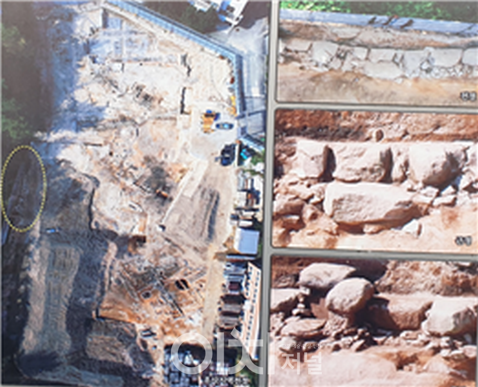 창덕여자중학교 내 한양도성 발굴 광경