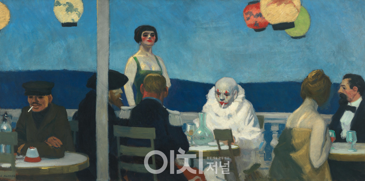 에드워드 호퍼, 〈푸른 저녁〉, 1914. 캔버스에 유채, 91.8 × 182.7 cm