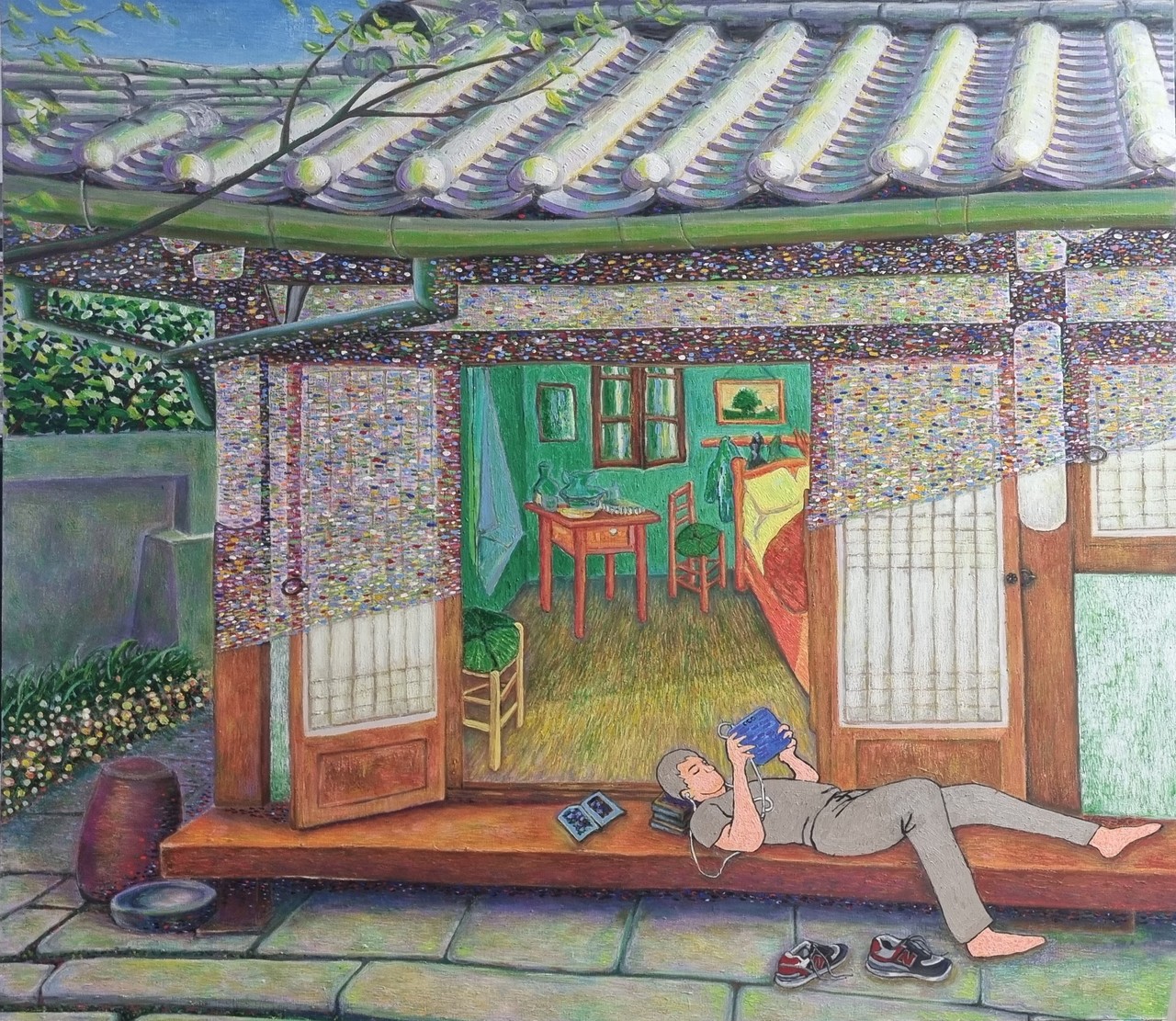 반고흐, 한옥으로 이사오다 100호 Acrylic on canvas 2023