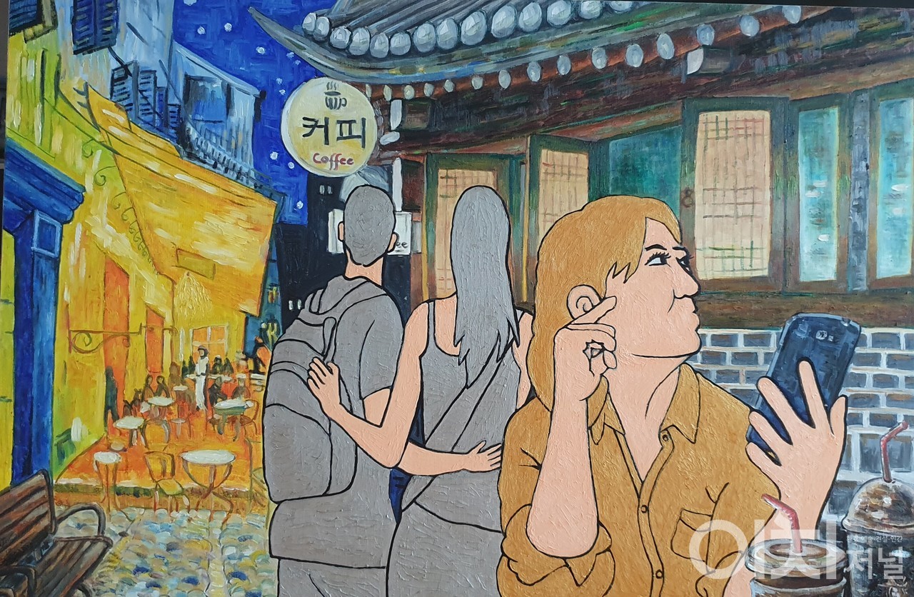 북촌의 고흐 카페 30.3×80.3Cm Oil on canvas 2019