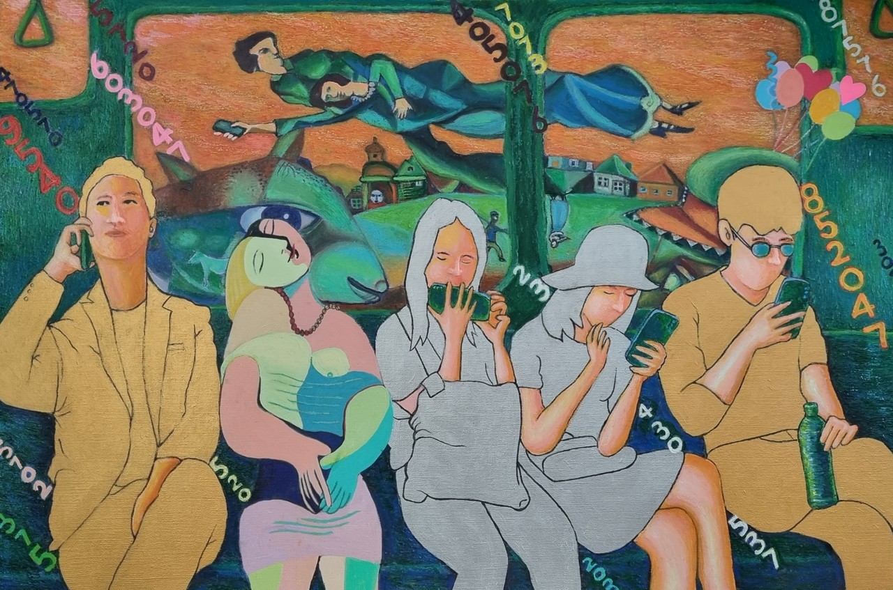 지하철 날다 100×  65cm 아크릴화  2022