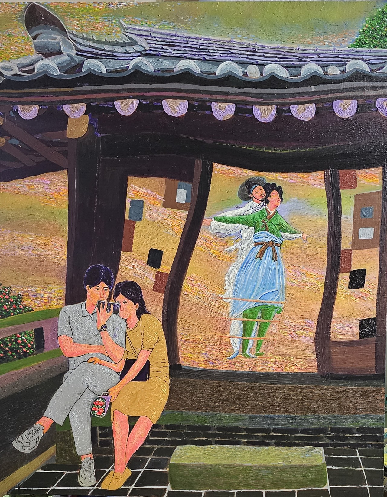 한옥의 가상현실 90×  65cm 아크릴화  2023