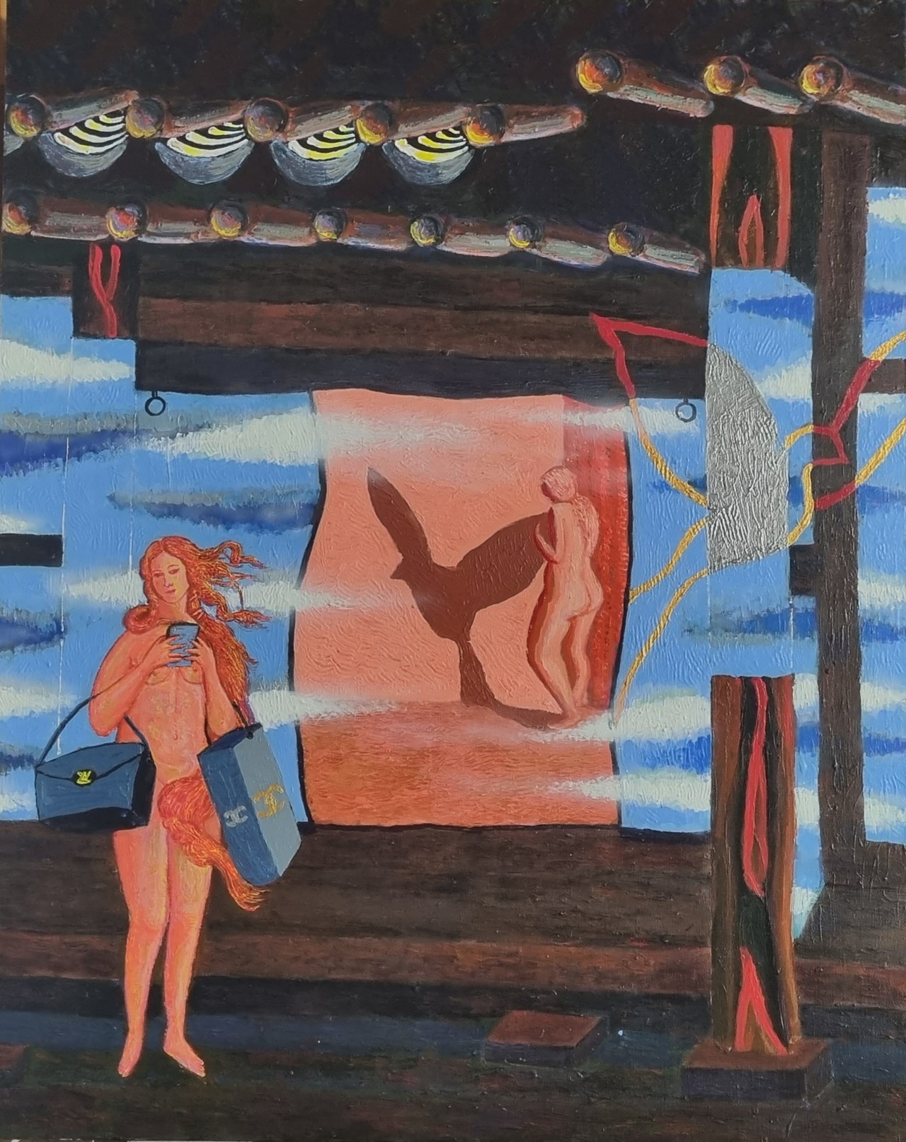 한옥의 가상현실 90×  65cm 아크릴화  2023