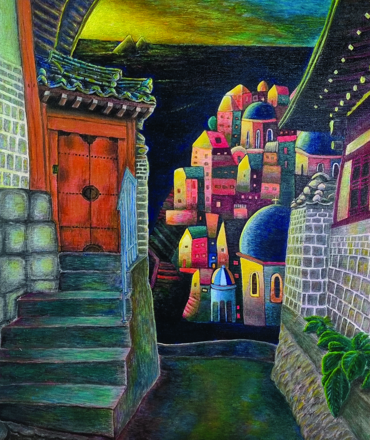 북촌 산토리니 53*45 cm 4D 판화 2023