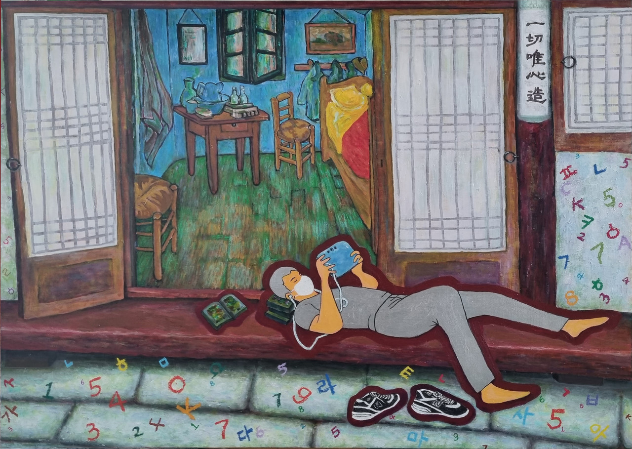 반고흐 한옥으로 이사오다 100*80 cm oil on canvas 2024