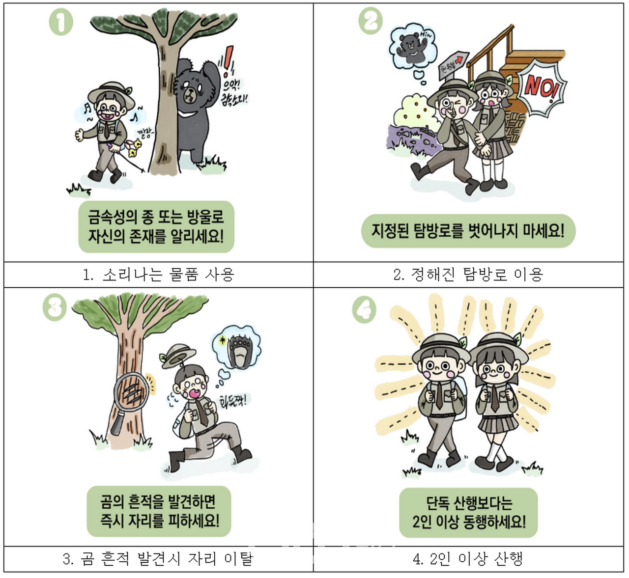 탐방 수칙(반달가슴곰과 마주치지 않는 방법)