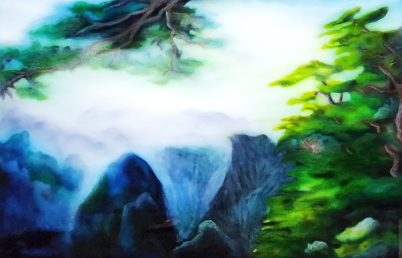 먼 안갯속의 봉우리 1200×915 아크릴 위에 레진채색 2024