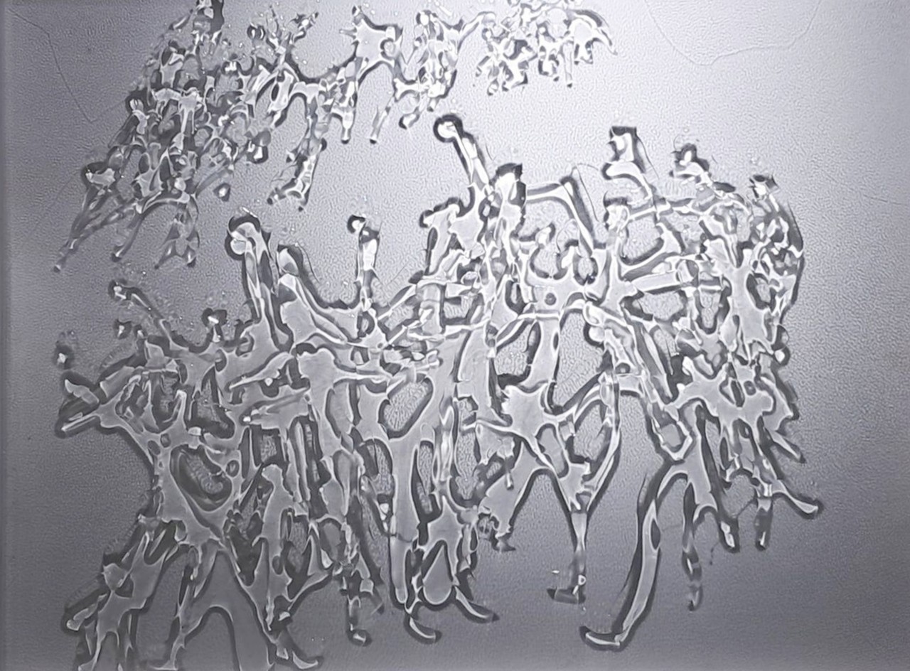 군중 2 450×600 아크릴 위에 투명레진 2023