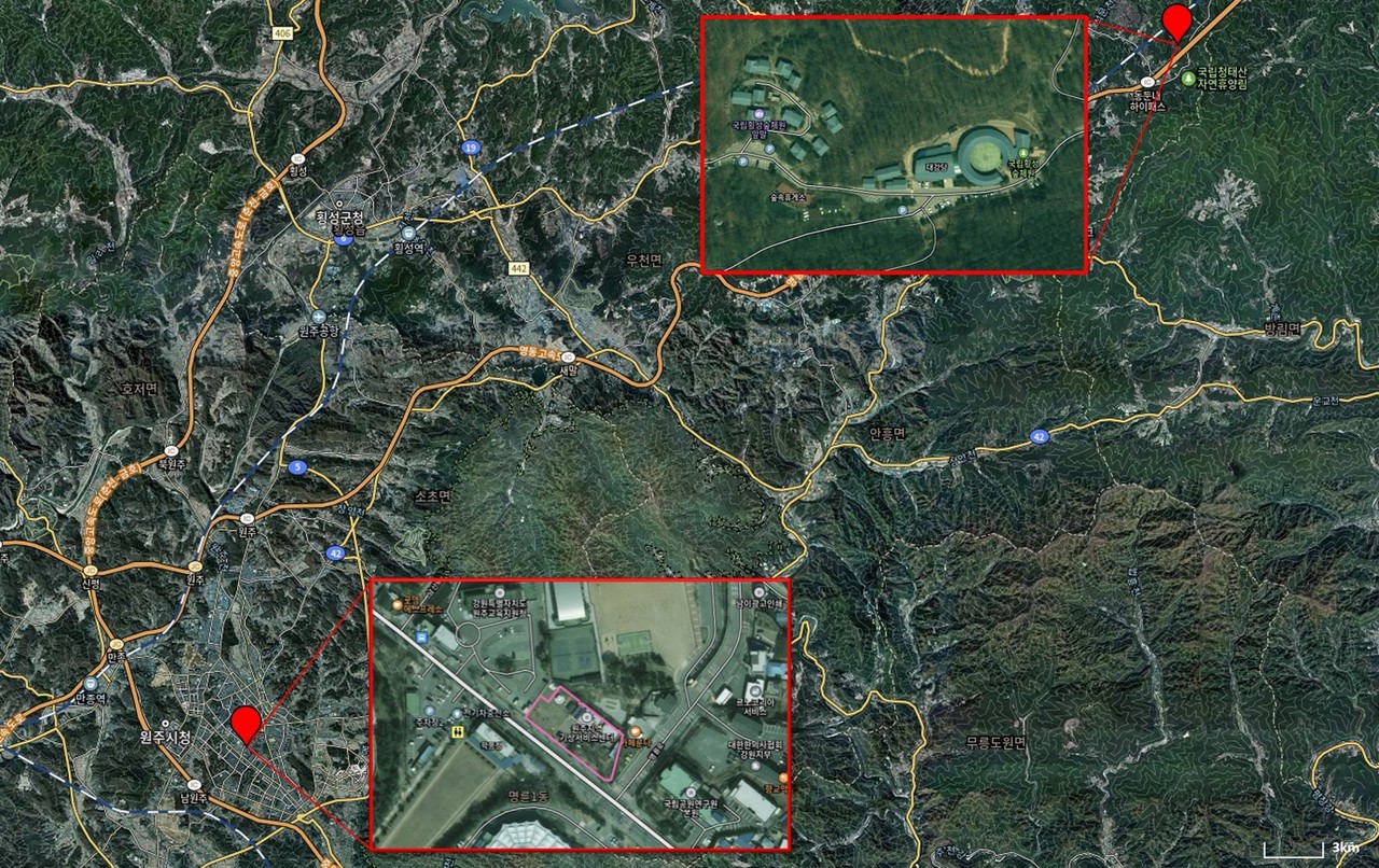 숲체원과 도시 기온측정 지점