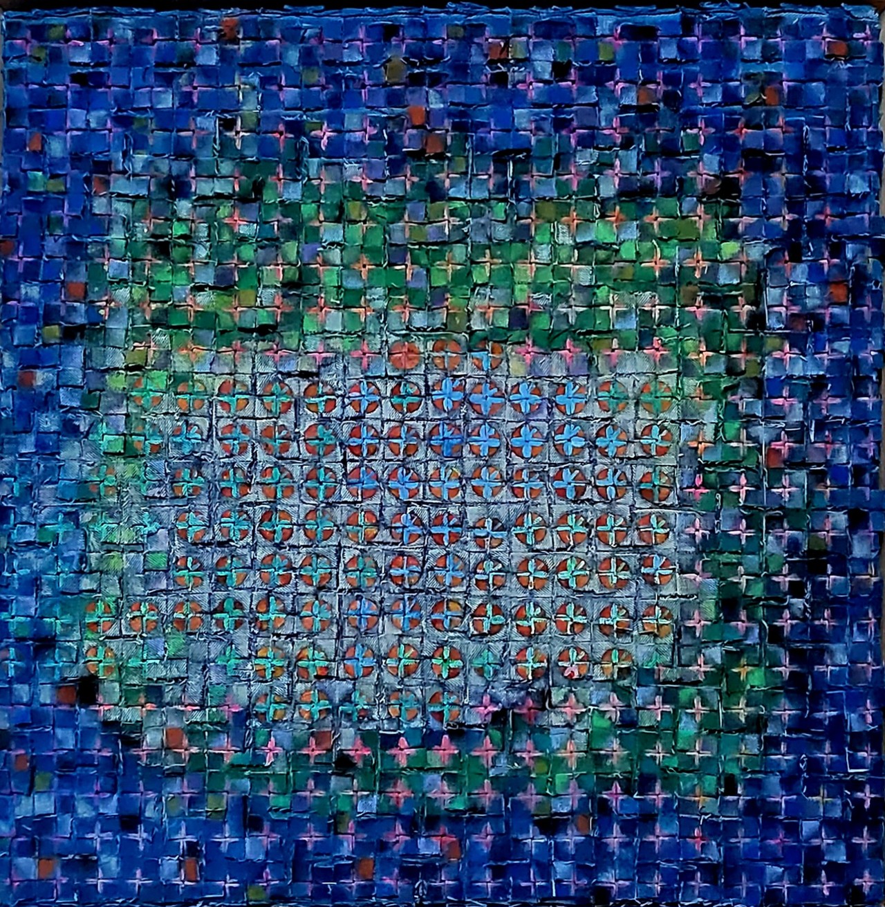 별이 내리는 섬 49×46cm Oil pastel on fabric 2024
