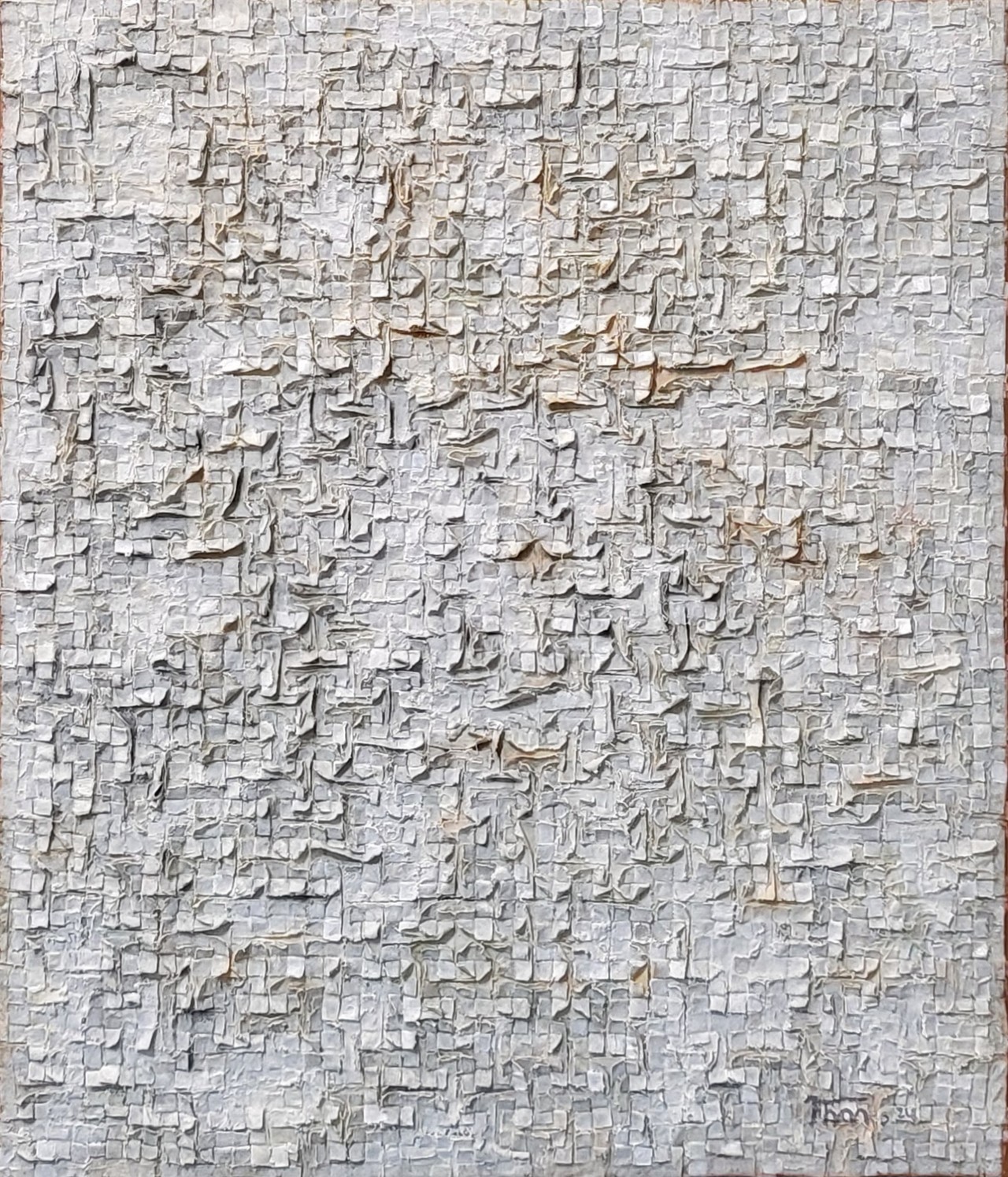 봄이 오는 소리 51×46cm  mixed media Oil on fabric 2025